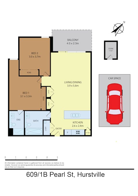 609 1B Pearl St , Hurstville, NSW, 2220 - Floorplan 1