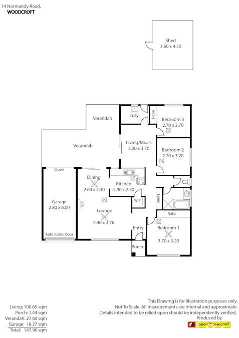 14 Normandy Road, Woodcroft, SA, 5162 - Floorplan 1