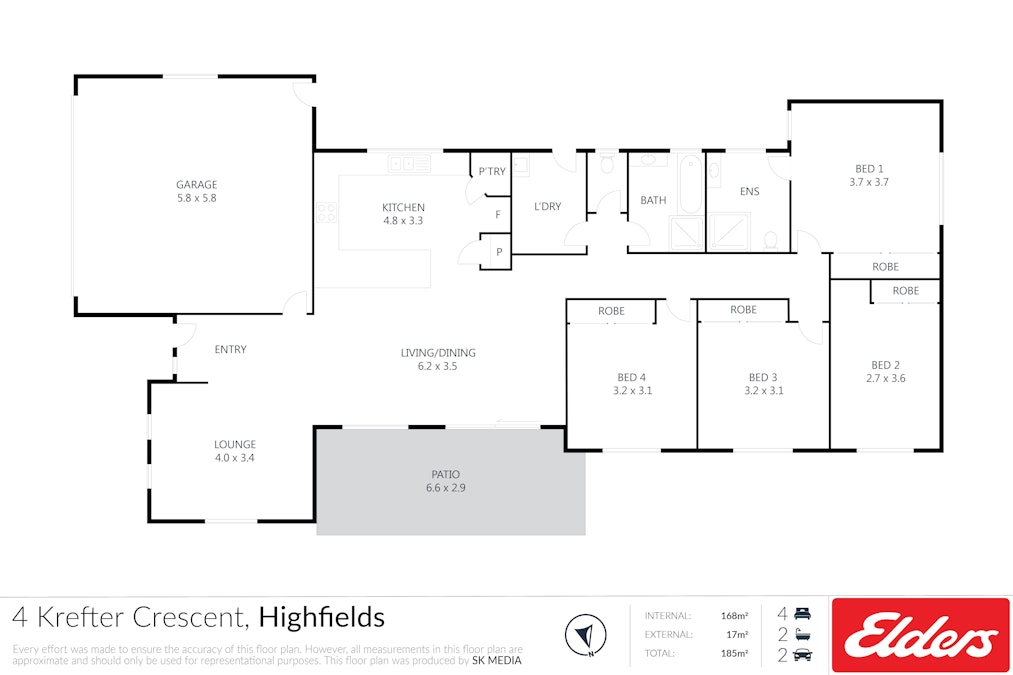 4 Krefter Crescent, Highfields, QLD, 4352 - Floorplan 1