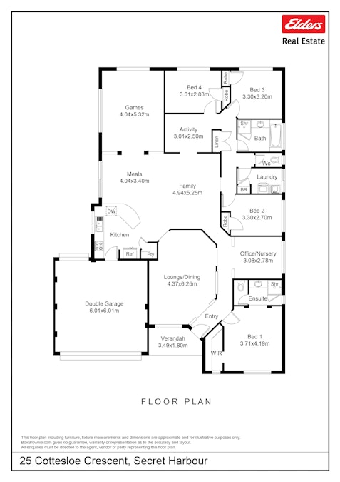 25 Cottesloe Crescent, Secret Harbour, WA, 6173 - Floorplan 1