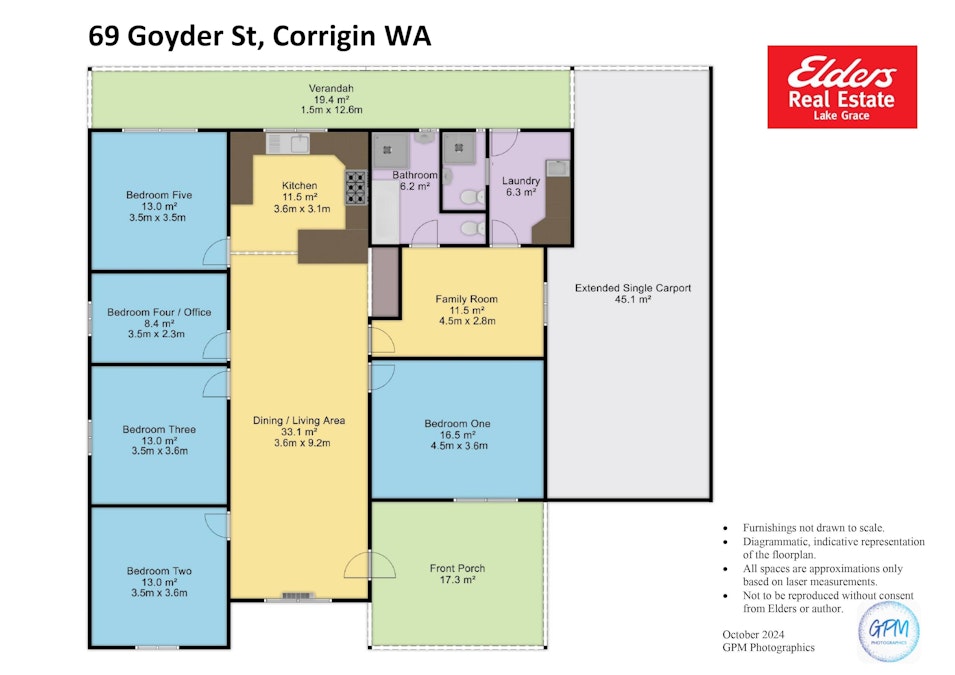 69 Goyder Street, Corrigin, WA, 6375 - Floorplan 1