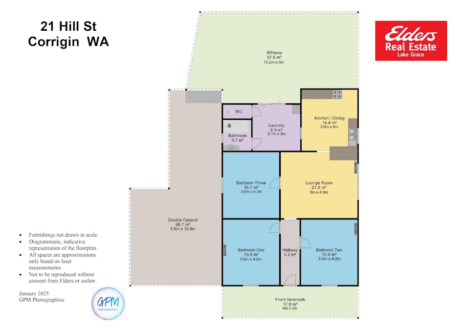 21 Hill Street, Corrigin, WA, 6375 - Floorplan 1