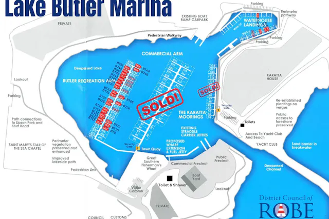 Lake Butler Marina Berths — photo from Elders Real Estate Robe