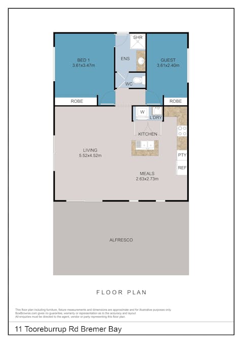 11 Tooreburrup Road, Bremer Bay, WA, 6338 - Floorplan 1
