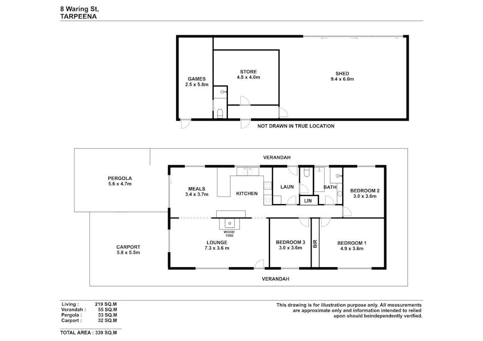 8  Waring Street East, Tarpeena, SA, 5277 - Floorplan 1