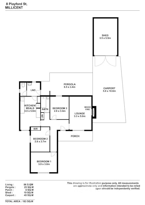 8 Playford Street, Millicent, SA, 5280 - Floorplan 1