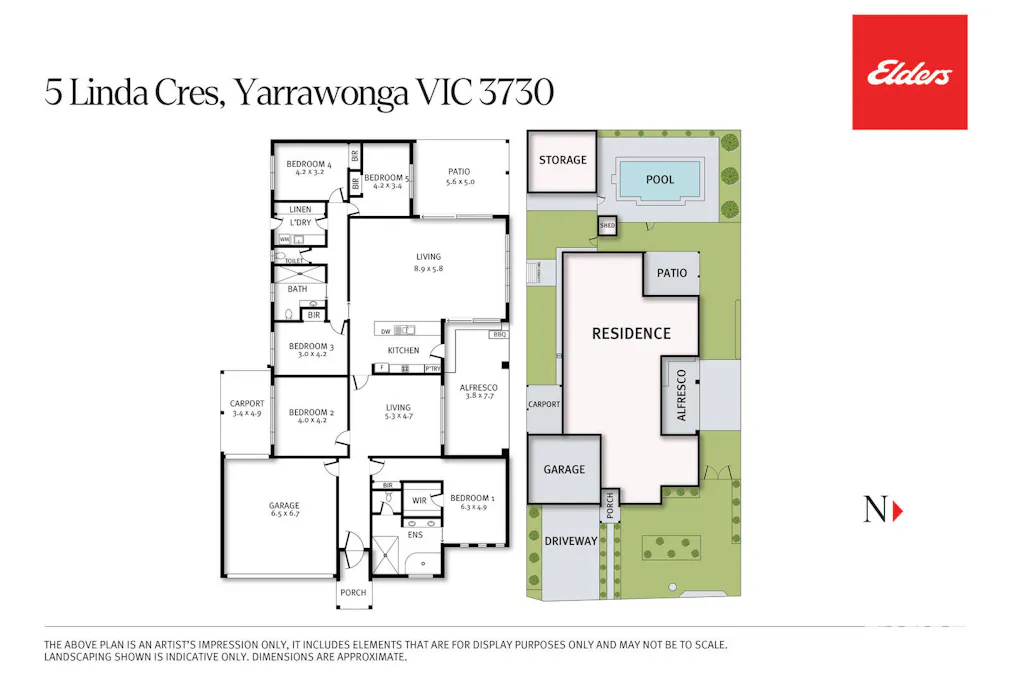5 Linda Crescent, Yarrawonga, VIC, 3730 - Floorplan 1