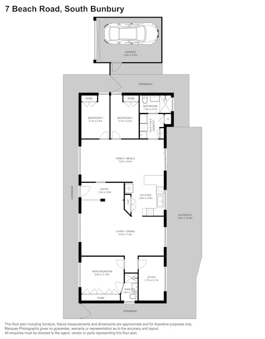 7 Beach Road, South Bunbury, WA, 6230 - Floorplan 1