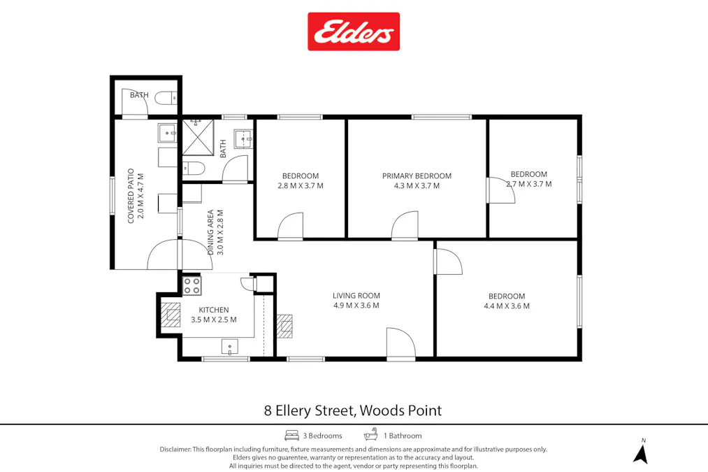 8 Ellery Street, Woods Point, VIC, 3723 - Floorplan 1