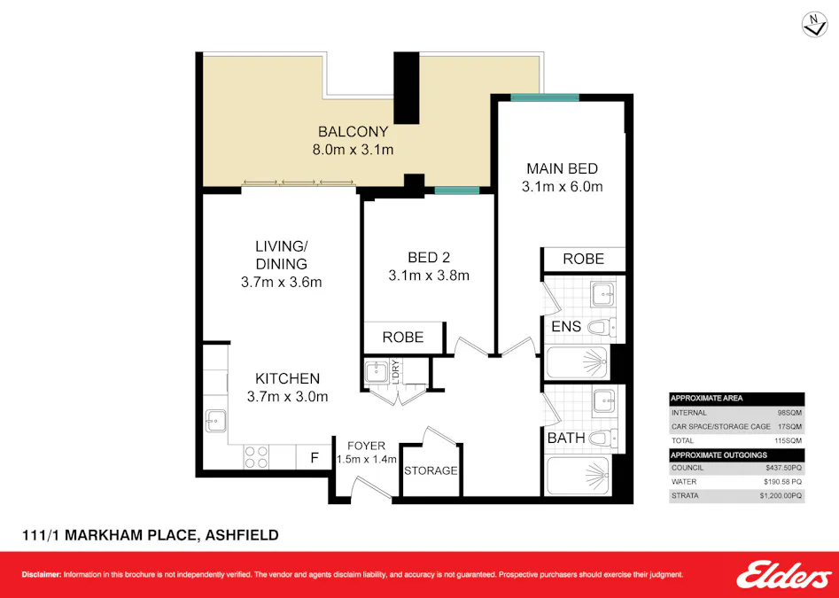 111/1 Markham Place, Ashfield, NSW, 2131 - Floorplan 1