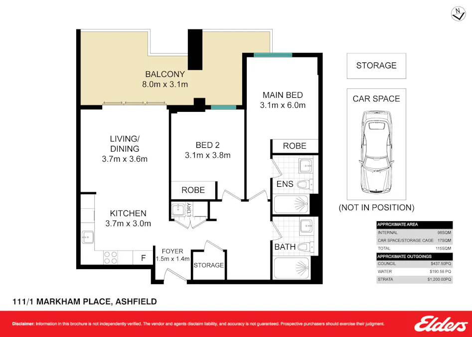 111/1 Markham Place, Ashfield, NSW, 2131 - Floorplan 1
