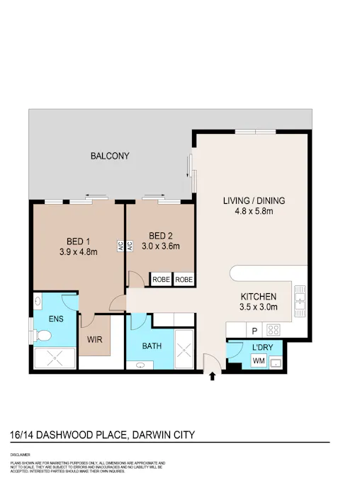 16/14 Dashwood Place, Darwin City, NT, 0800 - Floorplan 1