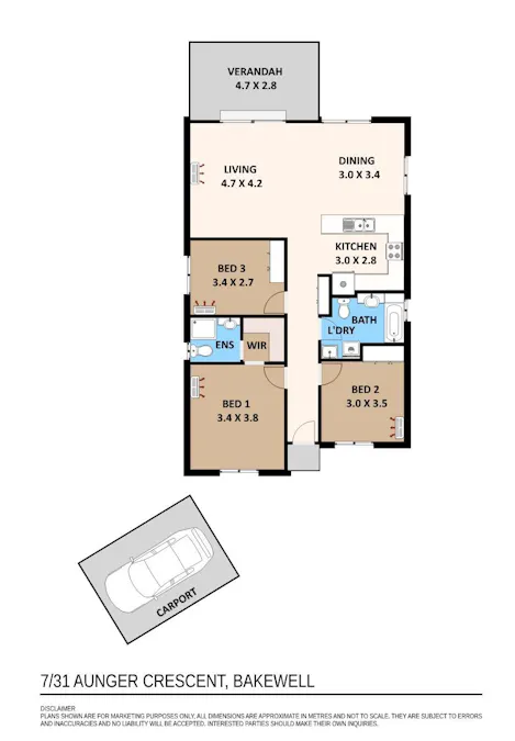 7/31 Aunger Crescent, Bakewell, NT, 0832 - Floorplan 1