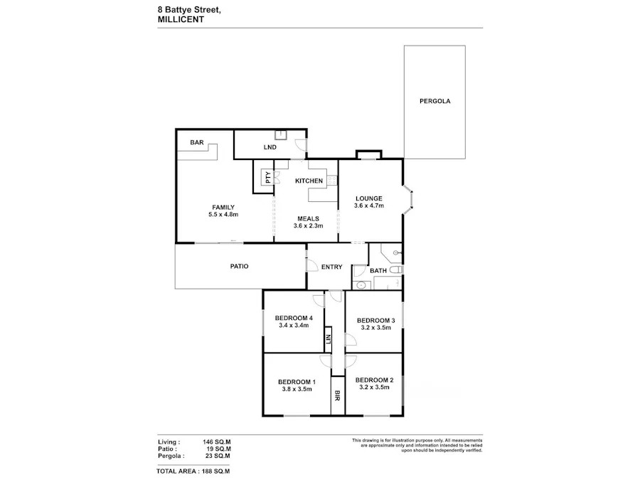 8 Battye Street, Millicent, SA, 5280 - Floorplan 1