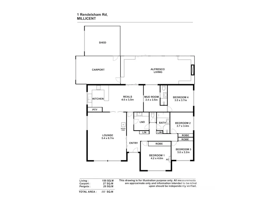 1 Rendelsham Road, Millicent, SA, 5280 - Floorplan 1
