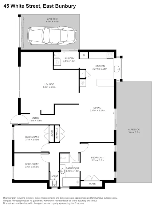 45 White Street, East Bunbury, WA, 6230 - Floorplan 1
