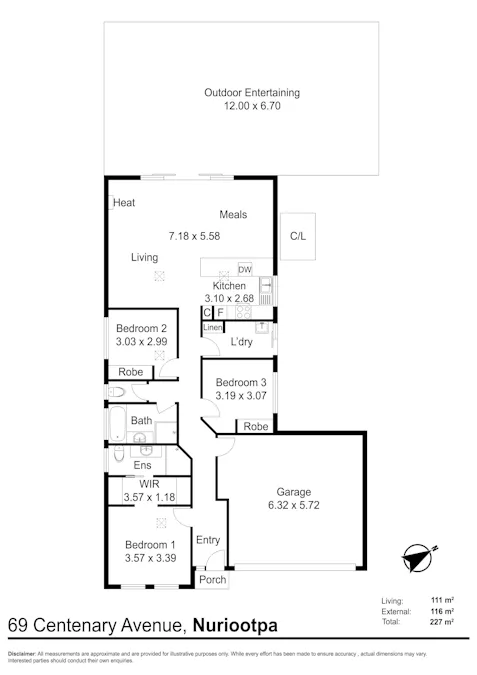 69 Centenary Avenue, Nuriootpa, SA, 5355 - Floorplan 1