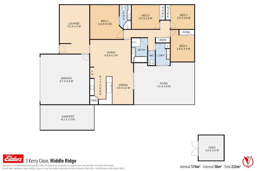 3 Kerry Close, Middle Ridge, QLD, 4350 - Floorplan 1