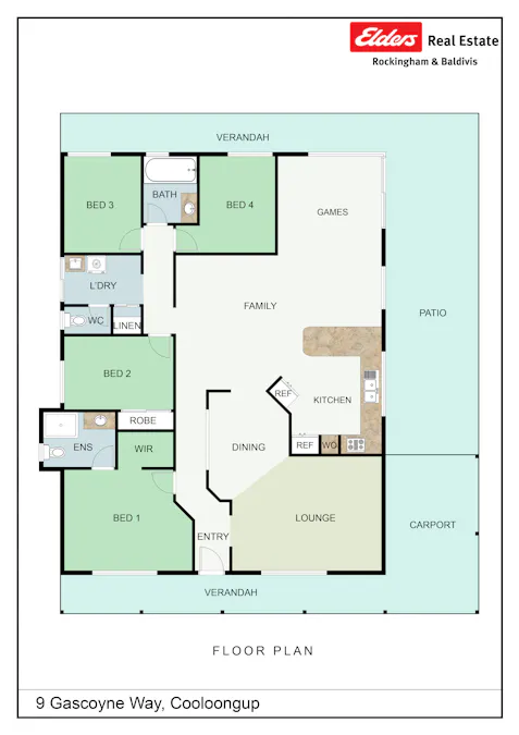 9 Gascoyne Way, Cooloongup, WA, 6168 - Floorplan 1