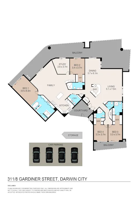 311/8A Gardiner Street, Darwin City, NT, 0800 - Floorplan 1