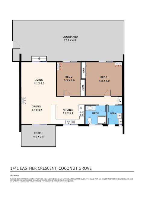 1/41 Easther Crescent, Coconut Grove, NT, 0810 - Floorplan 1