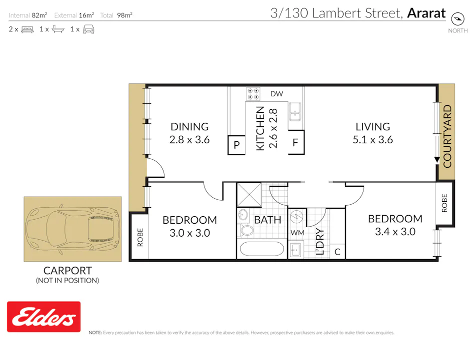 Unit 3/130 Lambert Street, Ararat, VIC, 3377 - Floorplan 1