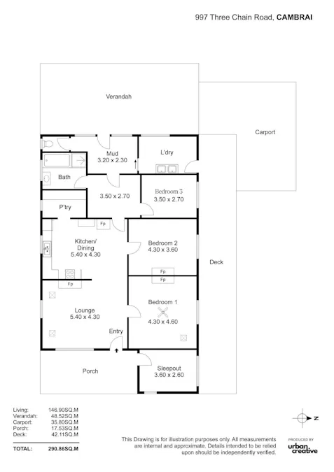 997 Three Chain Road, Cambrai, SA, 5353 - Floorplan 1