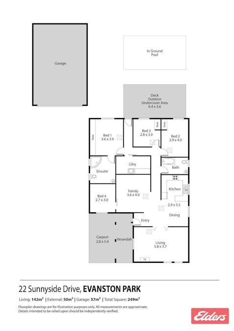22 Sunnyside Drive, Evanston Park, SA, 5116 - Floorplan 1
