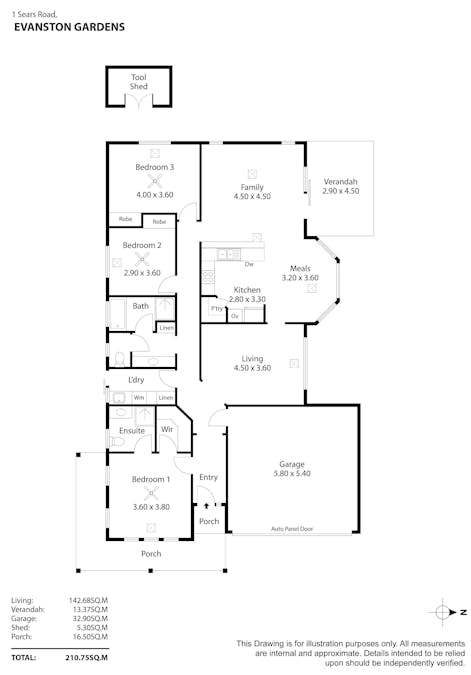 1 Sears Road, Evanston Gardens, SA, 5116 - Floorplan 1