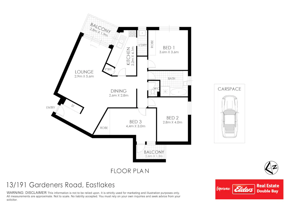 13/191 Gardeners Road, Eastlakes, NSW, 2018 - Floorplan 1