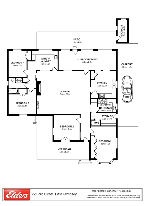 22 Lord Street, East Kempsey, NSW, 2440 - Floorplan 1