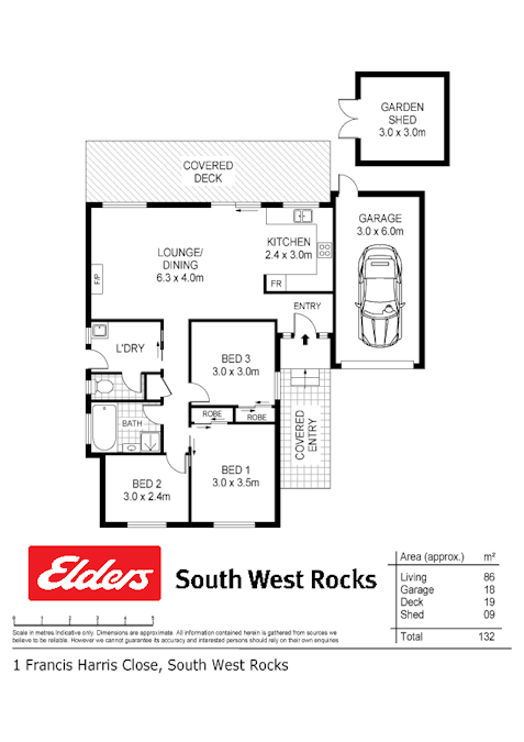 1 Francis Harris Close, South West Rocks, NSW, 2431 - Floorplan 1