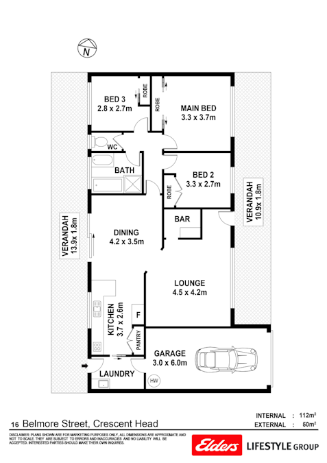 16 Belmore Street, Crescent Head, NSW, 2440 - Floorplan 1