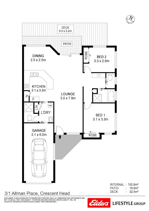 3/1 Allman Place, Crescent Head, NSW, 2440 - Floorplan 1