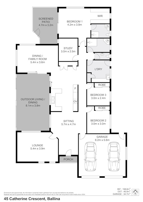 45 Catherine Crescent, Ballina, NSW, 2478 - Floorplan 1