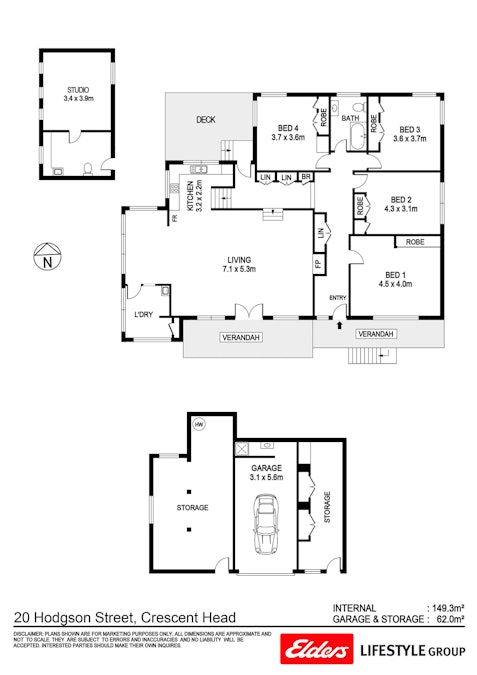 20 Hodgson Street, Crescent Head, NSW, 2440 - Floorplan 1